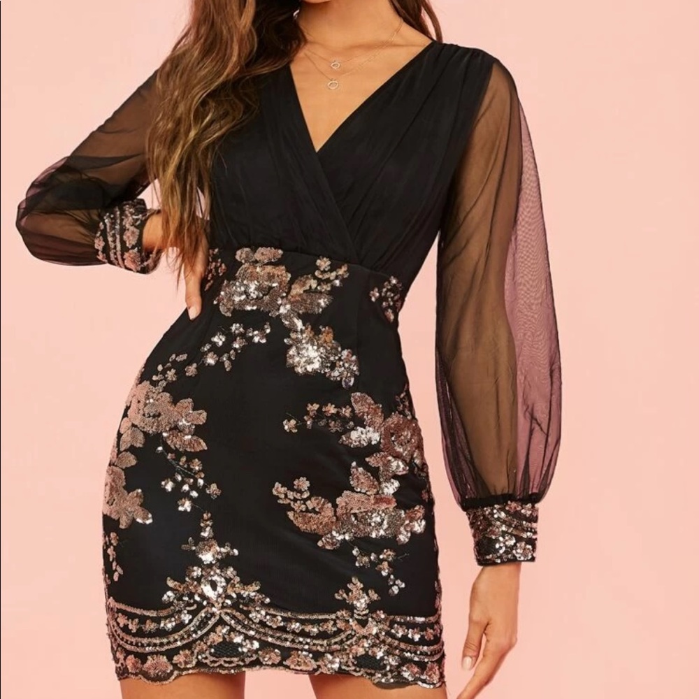 Sequin Sheer/ Mesh Dress